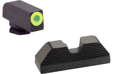 Image of AmeriGlo Green Tritium Lamp, LimeLumi Outline FRONT, Black Serrated U notch REAR, Gen 5, 17,19,19x,26,34,45, GL-5354