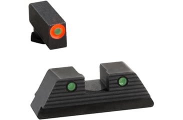 Image of AmeriGlo Green Tritium Lamp, Orange Outline FRONT, Green Tritium Lamp, Black Outline Serrated SQ REAR, Height .165, Width .140, GL-817