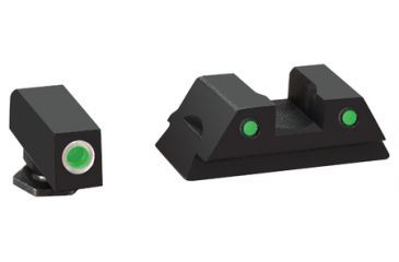 Image of Ameriglo Operator Night Sights For Fits Glock 42 Green With White Outline Front Green With Black Outline Rear