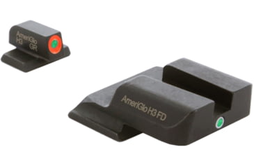 Image of Ameriglo Pro I-dot Set Smith &amp; Wesson M&amp;P Front Is ProGlo Green Tritium With Orange Outline Single Dot Green Rear Sight