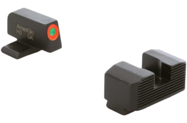 Image of AmeriGlo Protector Sight Set for Springfield Hellcat OSP w/Green Tritium Orange Outline Front/ Black Serrated Rear, SA-434