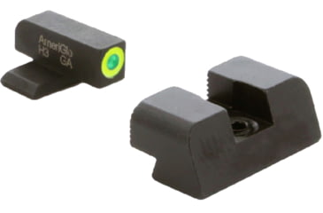 Image of AmeriGlo Protector Sight Set for Springfield Hellcat w/Green Tritium LumiGreen Outline Front/ Black Serrated Rear, SA-533