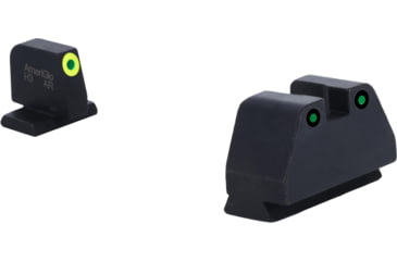 Image of AmeriGlo Smith &amp; Wesson Pistol Front Sight, Green Tritium LumiGreen Outline .378in FRONT, Green Tritium Black Outline .492inREAR, Smith &amp; Wesson, SW-252