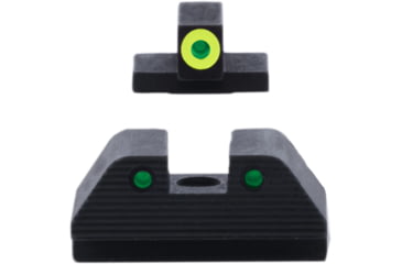 Image of AmeriGlo Smith &amp; Wesson Trooper Night Sight, Green Tritium LumiGreen Outline FRONT, Green Tritium Black Outline Serrated SQ REAR, Smith &amp; Wesson, SW-820