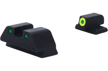 Image of AmeriGlo Smith &amp; Wesson Trooper Night Sight, Green Tritium LumiGreen Outline FRONT, Green Tritium Black Outline Serrated SQ REAR, Smith &amp; Wesson, SW-820