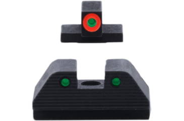 Image of AmeriGlo Smith &amp; Wesson Trooper Night Sight, Green Tritium Orange Outline FRONT, Green Tritium Black Outline Serrated SQ REAR, Smith &amp; Wesson, SW-817