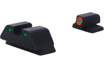 Image of AmeriGlo Smith &amp; Wesson Trooper Night Sight, Green Tritium Orange Outline FRONT, Green Tritium Black Outline Serrated SQ REAR, Smith &amp; Wesson, SW-817