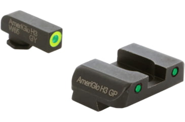 Image of AmeriGlo Spartan 3 Dot Night Sights for Glock 17/19/22/23/24/26/27/33/34/35/37/38/39 w/Green Tritium LumiGreen Outline Front/ Green Tritium Black Outline Rear, GL-546