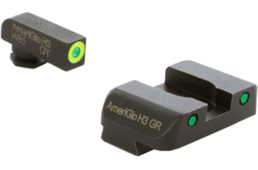Image of AmeriGlo Spartan 3 Dot Night Sights for Glock 20/21/29/30/31/32/36/40/41 w/Green Tritium LumiGreen Outline Front/ Green Tritium Black Outline Rear, GL-548