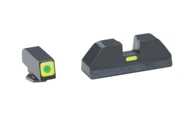 Image of Ameriglo T-CAP Tritium Sight Set Glock 17/19/22 Green Front With Lumi-Lime Square Outline Green Rear Horizontal Line