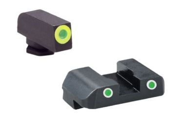 Image of Ameriglo Tritium Front/Rear Combo Sights Green Dot White Outline Rear And Green Dot LumiLime Outline Front For Glock 20-41