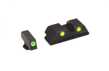 Image of AmeriGlo Tritium Front Tritium Rear Fits Glock 17, Classic Rear, Notch w/Setscrew Yellow