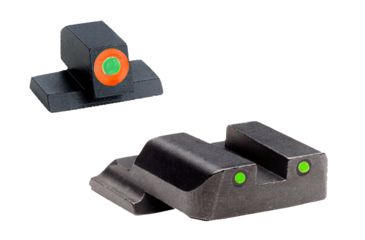 Image of AmeriGlo Tritium Operator 3 Dot Night Sight Set, Green ProGlo Front Orange Outline, Green Rear Black Outline
