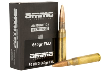 Image of Ammo Inc 50BMG660FMJA10 Incorporated Hunting 50 BMG 660 Gr Full Metal Jacket FM