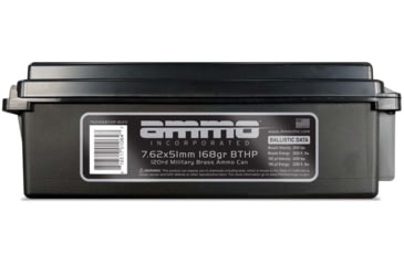 Image of Ammo, Inc. 7.62x51mm 168 Grain Boat Tail Hollow Point Brass Cased Centerfire Rifle Ammo, 120 Round, Case, 762168BTHP-B120