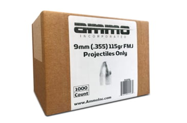 Image of USED Ammo, Inc. 9mm Luger 115 Grain Full Metal Jacket Centerfire Projectiles, 1000 Bullets, P9115FMJ, EDEMO22, Used, Condition Fair, Condition Fair, Used