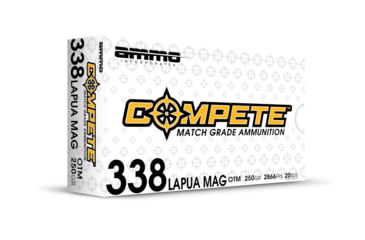 Image of Ammo, Inc. Compete OTM 338 LAPUA MAG 250 Grain Open Tip Match Brass Cased Rifle Ammo, 20 Round, 338LM250-OTM-A20