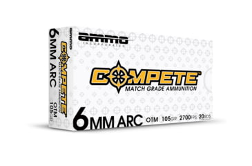 Image of Ammo, Inc. Compete OTM 6mm ARC 105 Grain Open Tip Match Brass Cased Rifle Ammo, 20 Round, 6ARC105-OTM-A20