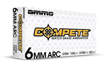 Image of Ammo, Inc.  Compete OTM 6mm ARC 105 Grain Open Tip Match  Brass Cased Rifle Ammo, 20 Round, 6ARC105-OTM-A20