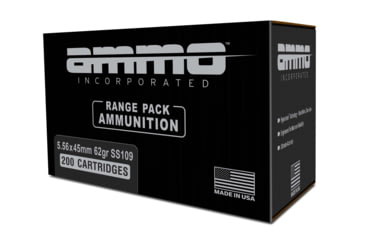 Image of Ammo, Inc. Signature 5.56x45mm NATO, 62 Grain, SS109 Penetrator Steel Core FMJ, Brass Centerfire Rifle Ammo, 200 Rounds, 556062SS109-A200