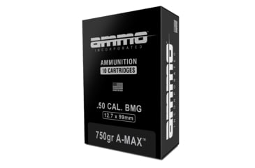Image of Ammo, Inc. Signature 50 BMG 750 Grain A-MAX Brass Case Rifle Ammo, 10 Rounds, 50BMG750AMX-A10