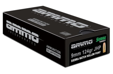 Image of Ammo, Inc. Signature 9mm Luger 124 Gr Sierra Match Jacket Hollow Point Brass Cased Pistol Ammo, 50 Rounds, 9124JHP-SRR50