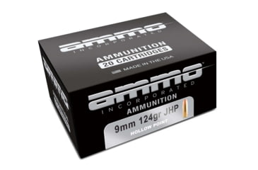 Image of Ammo, Inc. Signature 9mm Luger 124 grain Jacketed Hollow Point Brass Cased Centerfire Pistol Ammo, 20 Rounds, 9124JHP-A20