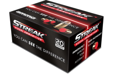 Image of Ammo, Inc. STREAK 9mm Luger 115 Grain Tracer-Like Full Metal Jacket Brass Cased Centerfire Pistol Ammo, 200 Round, 9115TMC-STRK-RED-200