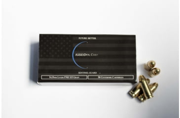 Image of AmmoDyn 9mm Luger 115 grain Full Metal Jacket Brass Cased Pistol Ammo, 50 Rounds
