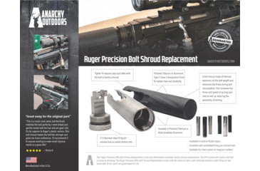 Image of Anarchy Outdoors Bolt Shroud for Ruger Precision Rifle Gen 3, Fluted, Titanium, 791617487819