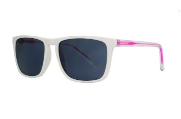 Image of Anarchy Riccochet Single Vision Prescription Sunglasses, Shiny White w/ Clear on Neon Pink Temples Frame, 10223775.QTMSV