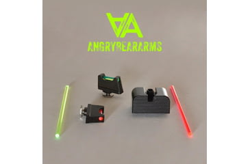 Image of Angry Bear Arms Glock Bear Bones Fiber Optic Pistol Sights, Tall Profile, Serrated, Small Frame, Black, ABA131