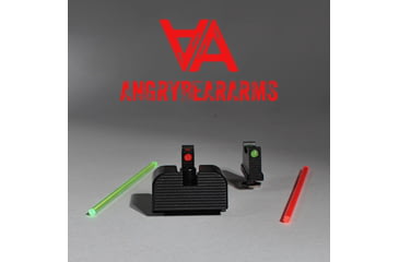 Image of Angry Bear Arms Glock Bear Bones Fiber Optic Pistol Sights, Tall Profile, Serrated, Small Frame, Black, ABA131
