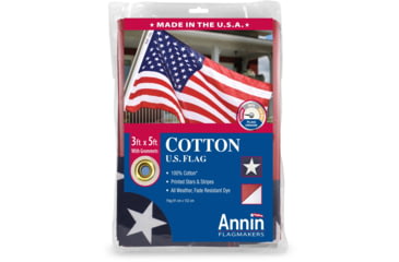 Image of Annin Flags US Cotton Flag, Red/White/Blue, 3ft x 5ft, 001124R
