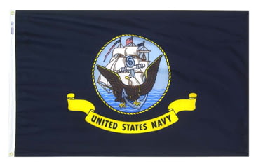 Image of Annin Flags US Navy Nylon Flag, Navy Blue/White/Yellow, 3ft x 5ft, 439030R