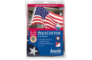 Image of Annin Flags US Polycotton Flag, Red/White/Blue, 3ft x 5ft, 001145R