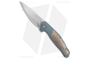 Image of Anso Custom Neo Titanium/Mokume Folding Knife, 3.25in, Stainless Steel, Drop Point Blade, Titanium, Gold/Green Handle, Gold/Green/Black, 7.75 inch, BHQ-77994