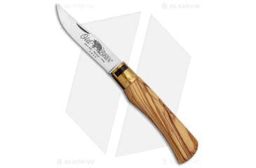 Image of Antonini Knives Old Bear Classical Large Folding Knife, 3.375in, 420 Stainless Steel, Clip Point Blade, Olive Wood Olive Handle, Steel/Wood, 8.375in, BHQ-124856