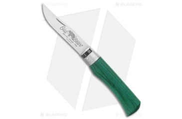 Image of Antonini Knives Old Bear Classical Large Folding Knife, 3.375in, 420 Stainless Steel, Clip Point Blade, Wood Green Handle, Steel/Green, 8.375in, BHQ-124885