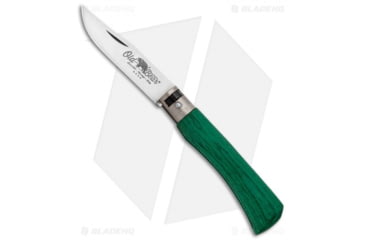 Image of Antonini Knives Old Bear Classical Medium Folding Knife, 3.125in, 420 Stainless Steel, Clip Point Blade, Wood Green Handle, Steel/Green, 7.75in, BHQ-124776
