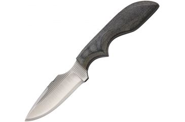 Image of Anza 6.25 Inch Fixed Blade Knife, Black Canvas Micarta, Black Leather Belt Sheath AZMSWAT