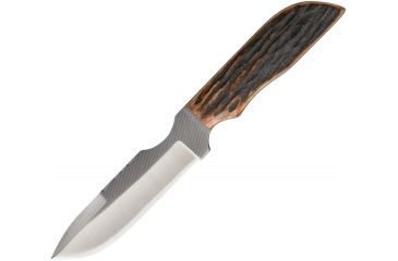 Image of Anza 8.875 Inch Fixed Blade Knife, Amber Bone, Brown Leather Belt Sheath AZMC9AJB