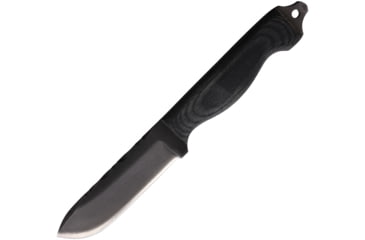 Image of Anza Boddington Micarta Fixed Blade Knife, 9in Overall, 4.25in Stainless Steel Blade, Black Micarta Handle, Black Leather Belt Sheath, BODD M