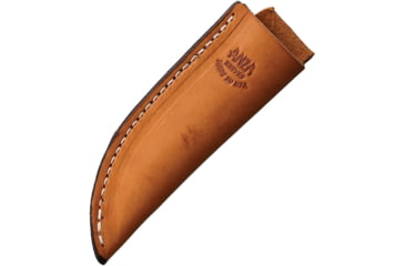 Image of Anza Amber Bone Clip Point Fixed Blade Knife, 6.5in Overall, 2.63in Stainless Steel Clip Point Blade, Amber Bone Handle, Brown Leather Belt Sheath, WKR2 AJB