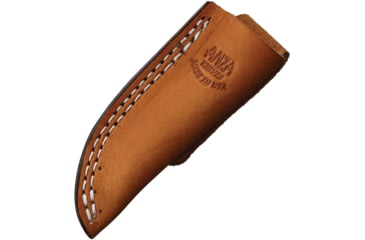 Image of Anza Mini Blue Fixed Blade Knife, 5in Overall, 2in Stainless Steel Blade, Black/Blue Wood Handle, Brown Leather Belt Sheath, MINI BLU/BK