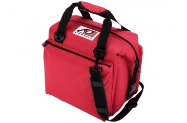 Image of AO Coolers 12 Can Deluxe Canvas Soft Cooler, w/Removable Shoulder Strap, Red, Small, AO12DXRD
