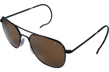 Image of AO Original Pilot Sunglasses, Black, Comfort Cable, Amber Lens, 52mm, Polarized B-PHCAP-CC-52