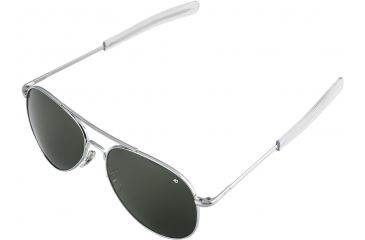 Image of AO Flight Gear General Sunglasses, Bayonet, Silver Frame, Green Glass Lenses, 58mm, 30611