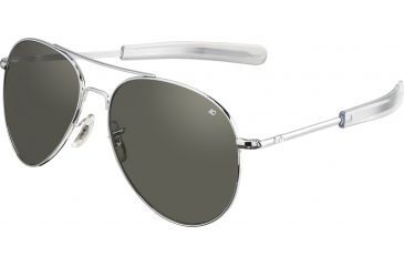 Image of AO Flight Gear General Sunglasses, Bayonet, Silver Frame, True Color Gray Glass Lens