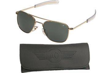 Image of AO Flight Gear General Sunglasses, Comfort Cable, Gold Frame, Amber Glass Lens, 58mm, 32098